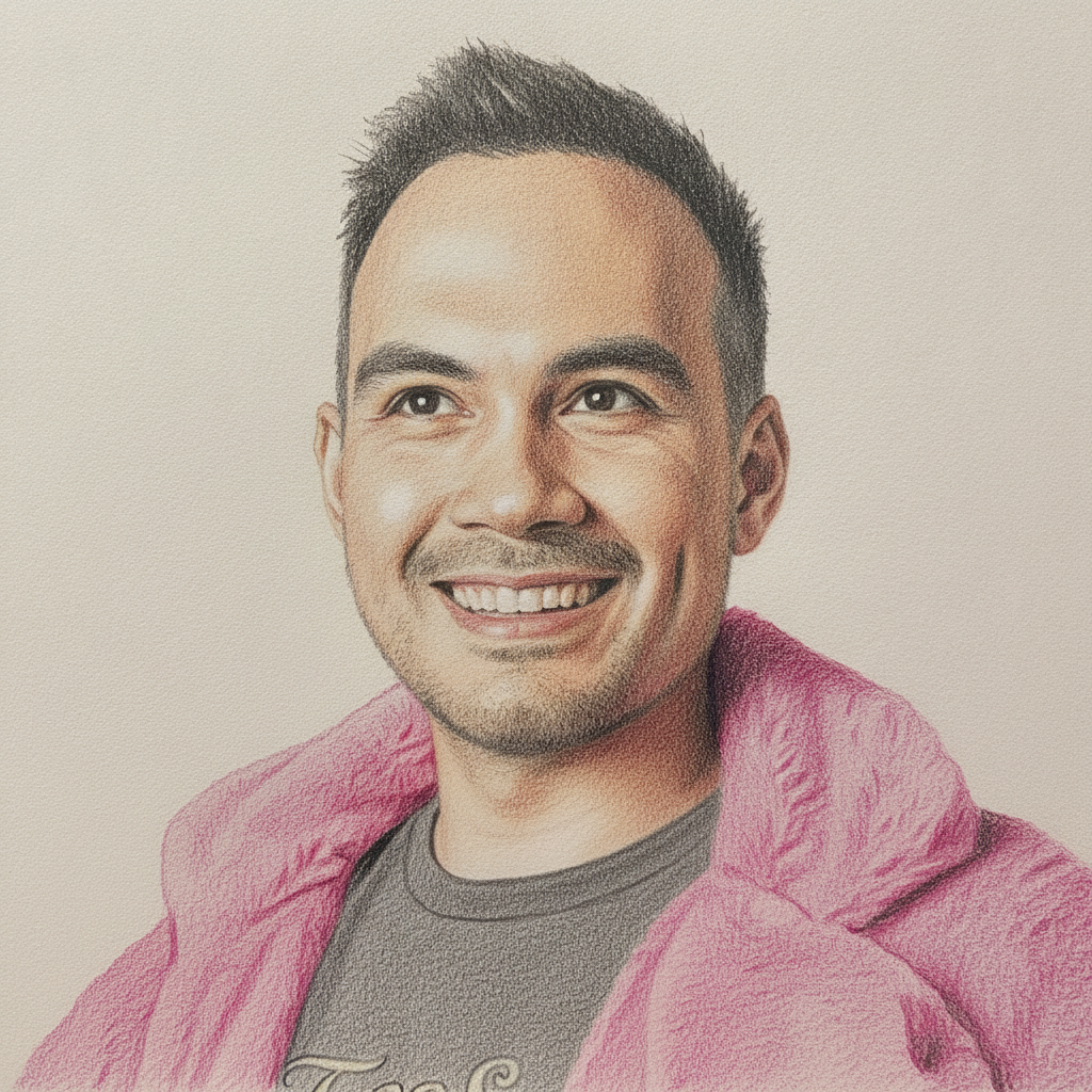 Diogo Almeida, drawn in colored pencil