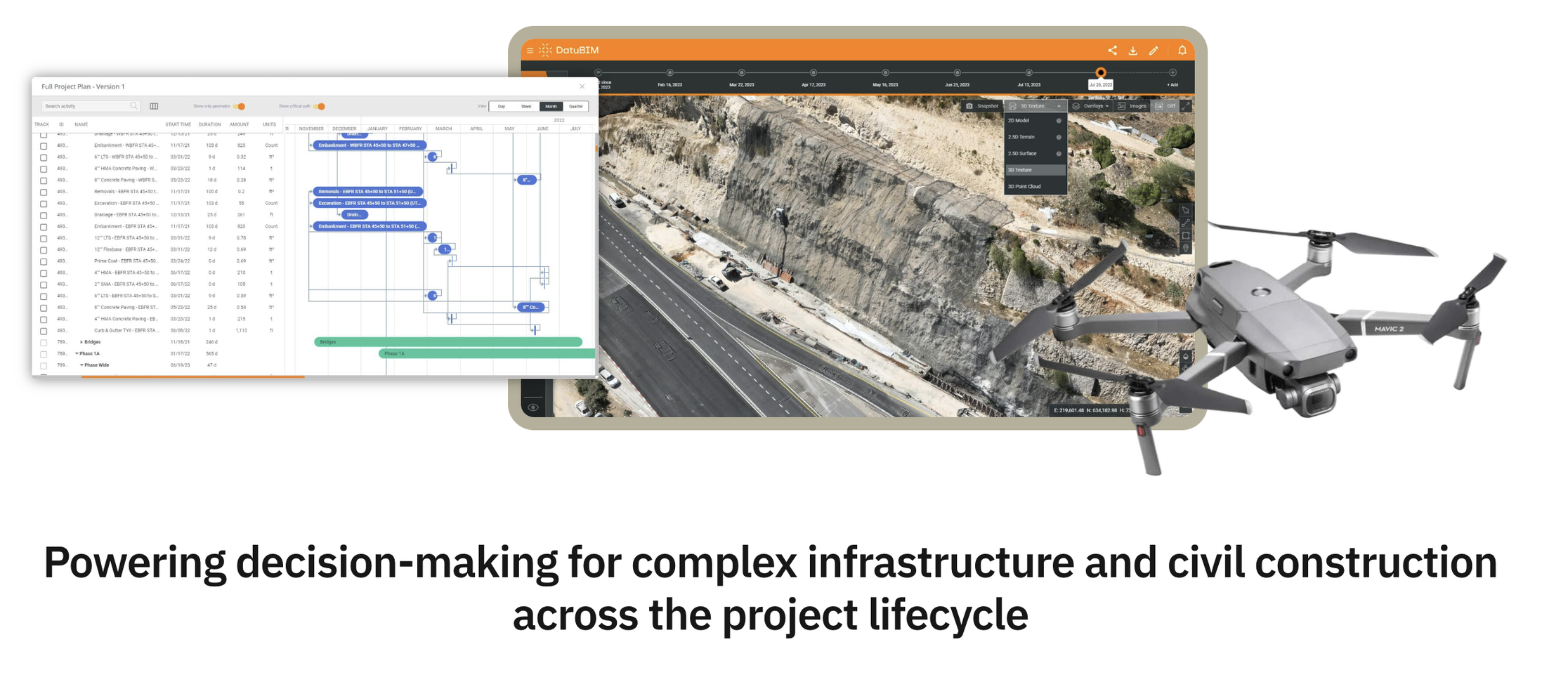 Datumate uses drones to measure project progress while ensuring that actual results are in line with design.